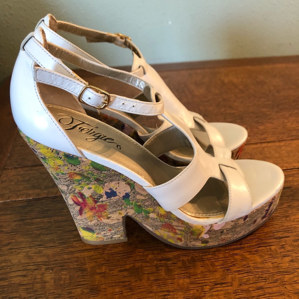 Fergie white heels